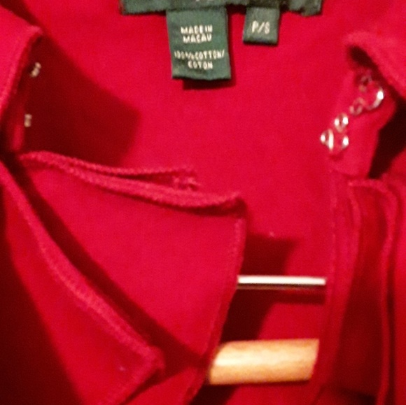 '❤Xmas-Ralph Lauren Red Ruffle Top - Picture 6 of 7